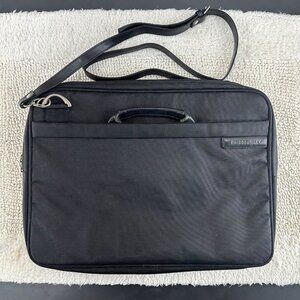 Briggs Riley Laptop Briefcase Black Shoulder Bag Messenger Microfiber Lined